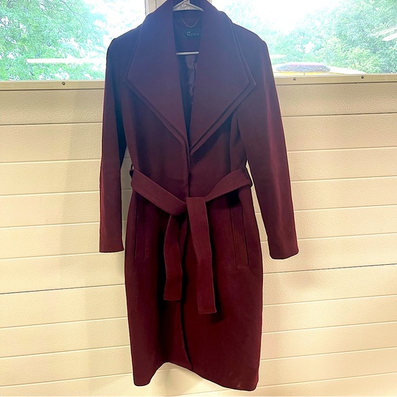 Burgundy Womens Belt Trench Coat with Pockets Size 42 - Picture 4 of 9